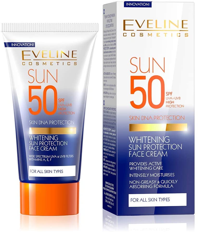 Eveline Sun Whitening Protection Face Cream SPF 50+ UVA + UVB 50ml – Be  Pretty Shop
