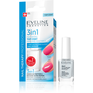 Eveline Nail Therapy 3in1 Fast Drying Top Coat Long Lasting & Glossy 12ml