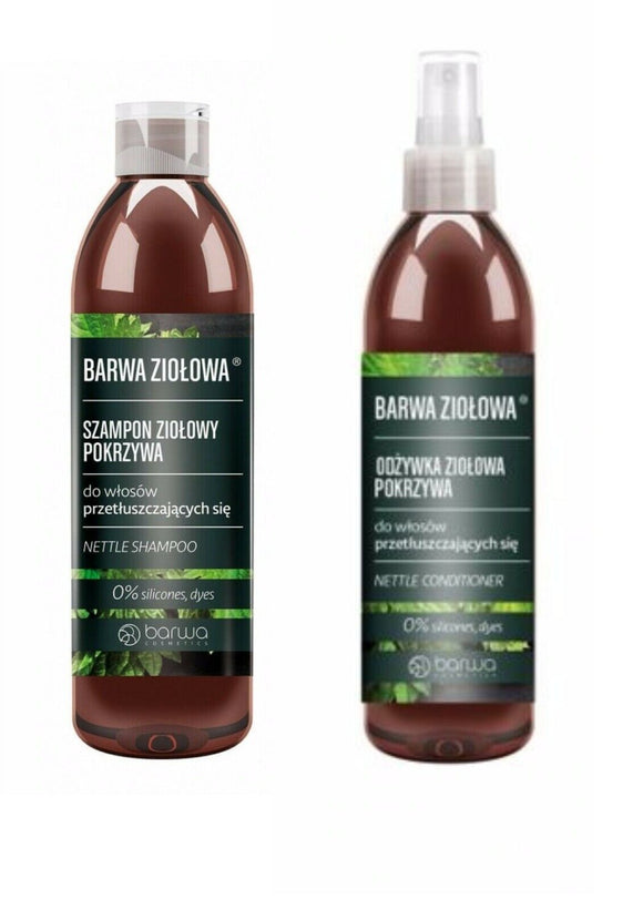 Barwa Herbal Nettle Shampoo 250ml + Conditioner Spray 250ml for Oily Hair