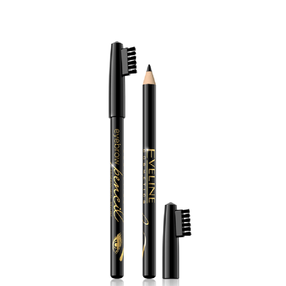 Eveline Cosmetics Eyebrow Pencil with Brush Long Lasting Formula - Black