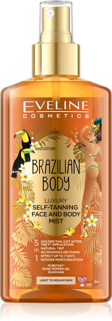 Eveline Brazilian Body Luxury Self-Tanning 5 in 1 Face & Body Bronzing Mist 150ml