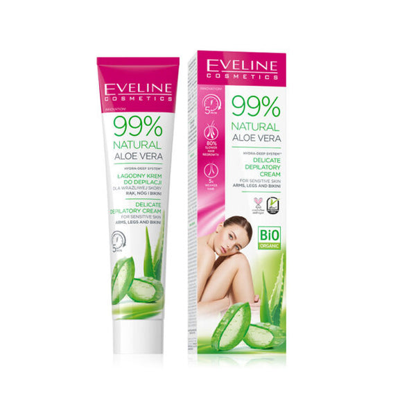 Eveline Bio Delicate Hair Removal Cream Aloe Vera for Arms, Legs & Bikini 125ml