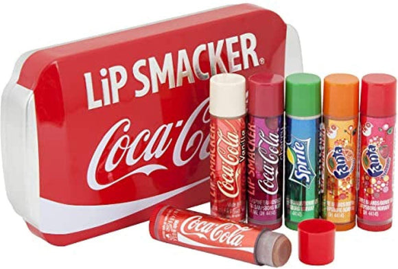 Coca-Cola Drinks Lip Smacker Balm Tin Set Best Flavour Fanta Sprite Coke 6 Pack