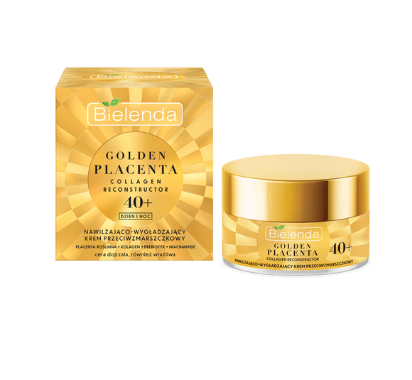 Bielenda Golden Placenta Collagen Reconstructor Moisturising & Smoothing Anti Wrinkle Face Cream 40+ Day/Night 50ml
