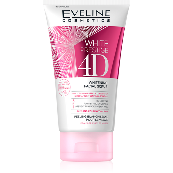 Eveline White Prestige 4D Whitening 3 in 1 Face Scrub Peeling 150ml