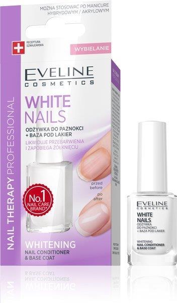 Eveline Nail Therapy White Nails Whitening Nail Conditioner & Base Coat 12ml