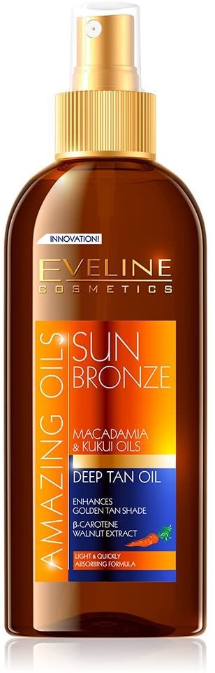 Eveline Amazing Oils Sun Bronze Deep Tan Oil Enhances Golden Tan Shade 150ml