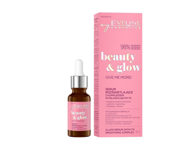 Eveline Beauty & Give Me More! Illuminating Serum with 7% Smoothing Complex 18ml