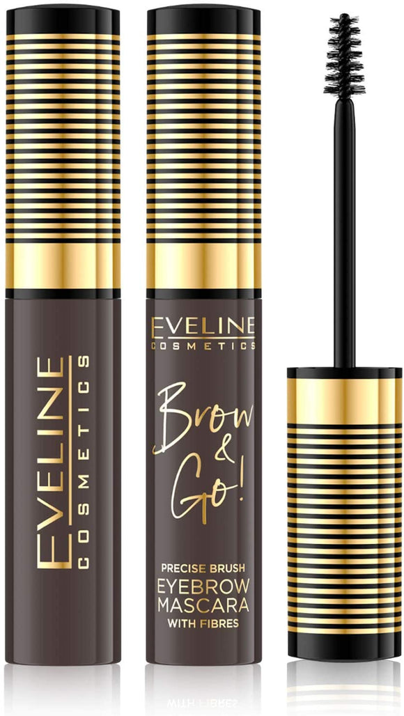 Eveline Brow & Go Eyebrow Mascara Precise Brush with Fibres - 02 Dark 6ml