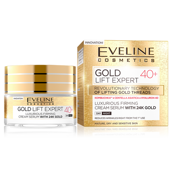 Eveline Gold Lift Expert Firming Face Cream Serum 24K Gold 40+ Day/Night 50ml
