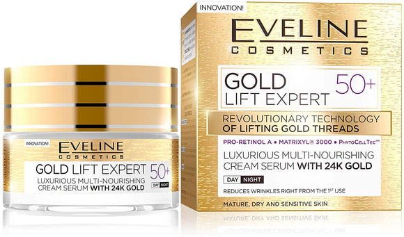 Eveline Gold Lift Expert Multi-Nourishing Face Cream -Serum 50+ Day/Night 50ml