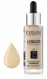 Eveline Liquid Control HD Mattifying Drops Foundation 010 Light Beige 32ml