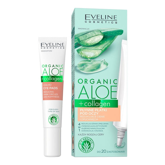 Eveline Organic Aloe + Collagen Liquid Eye Pads Reducing Dark Circles 20ml