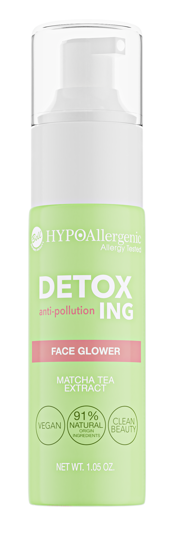 Bell Hypoallergenic Detoxing Face Illuminating Gel- Make Up Fluid with Matcha Tea Extract Anti - Pollution & Vegan 30g
