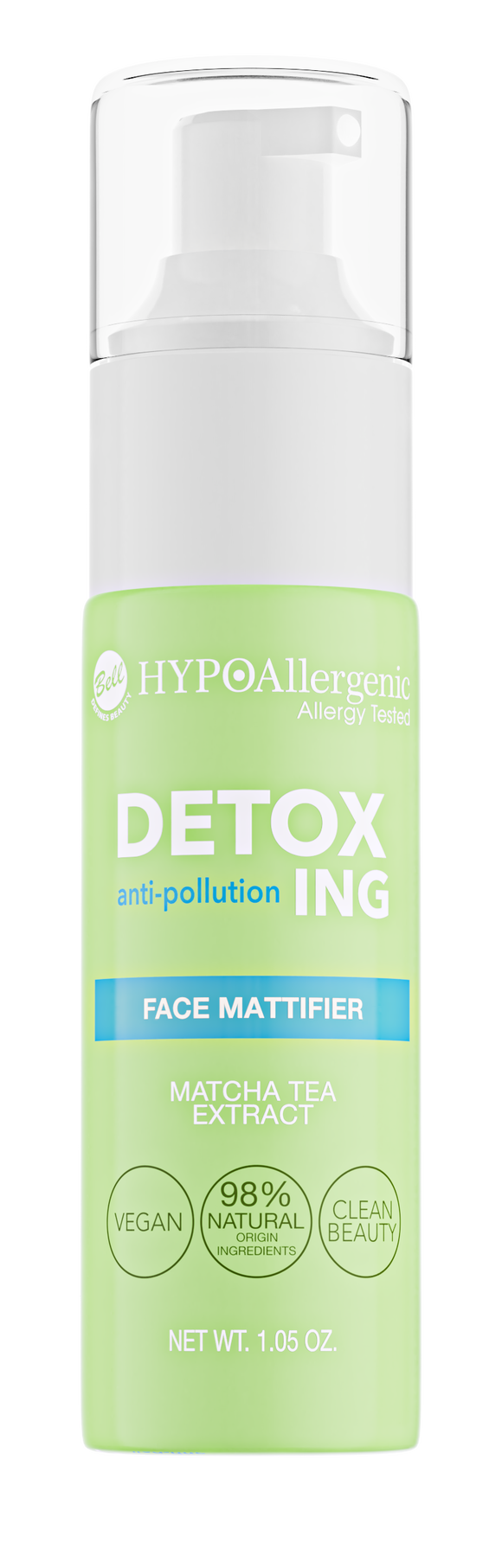Bell Hypoallergenic Detoxing Face Mattifying Gel- Make Up Fluid with Matcha Tea Extract Anti - Pollution & Vegan 30g