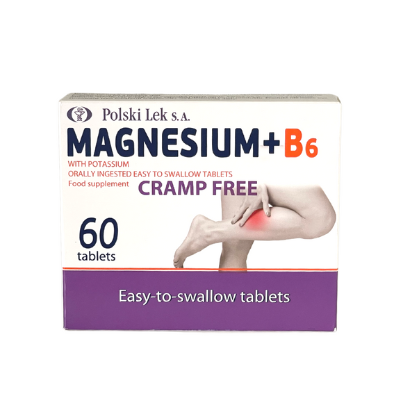 Magnesium + Vitamin B6 & Potassium Cramp Free Food Supplements 60 Tablets