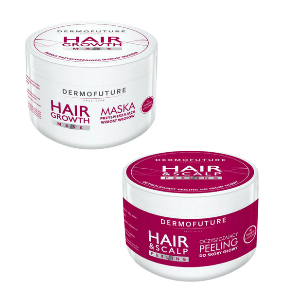 Dermofuture Hair Growth Mask 300ml + Hair & Scalp Peeling 300ml Set for All Hair Types