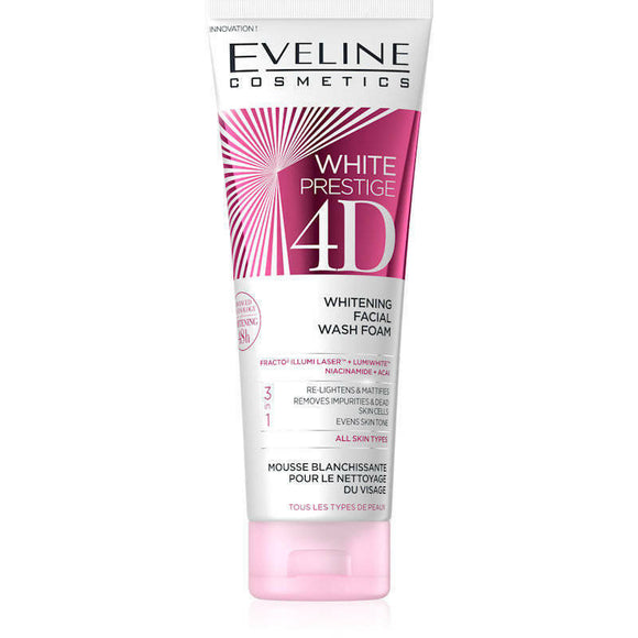 Eveline White Prestige 4D Whitening 3 in 1 Facial Wash Foam 100ml