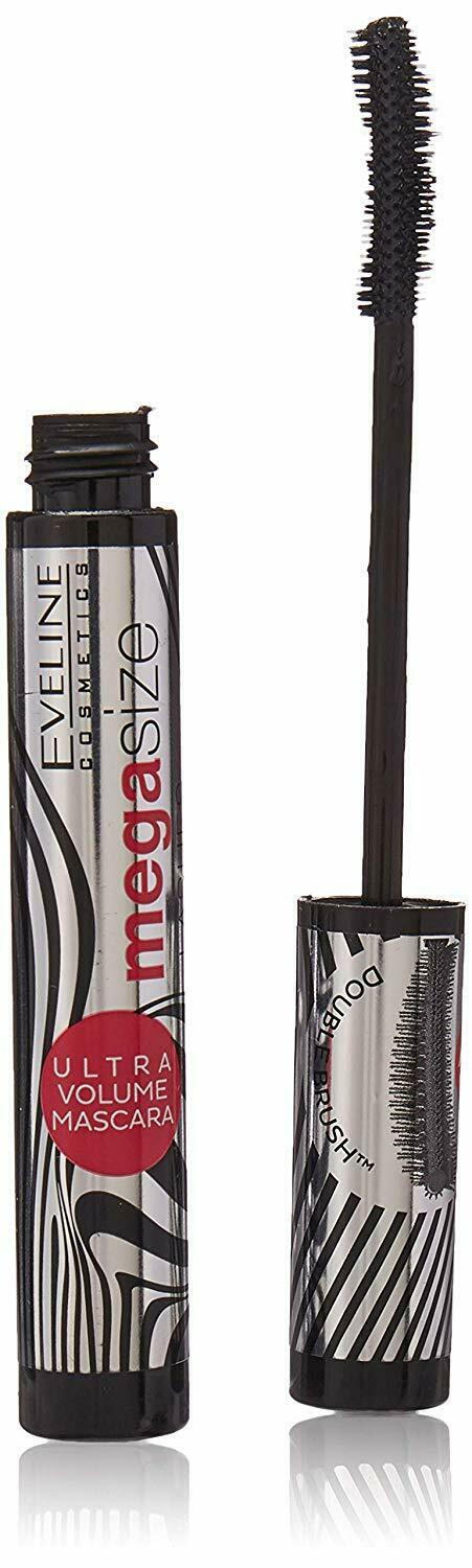 Eveline Mega Size Lashes Mascara Ultra Volume Double Brush - Black 10ml